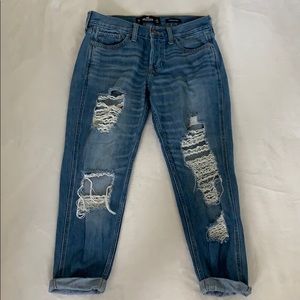 Holister low rise boyfriend jeans.